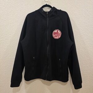 Trader Joes Patch Full Zip Hoodie Jacket Mens XL Black Raglan 32 Degrees Heat